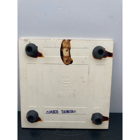 Vintage Jasco Ceramic Christmas Snowman Tile Trivet - Taiwan - Rubber Feet 4.25" - Picture 5 of 5